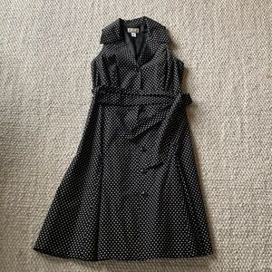 100% Cotton Talbots Polka Dot Sleeveless Midi Shirt Dress - Rockabilly